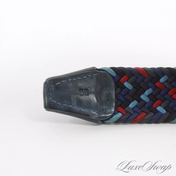 $450 Authentic ANDERSON'S Made in ITALY Men's Multi-Colors Braided Belt Sz.36 - Picture 6 of 12